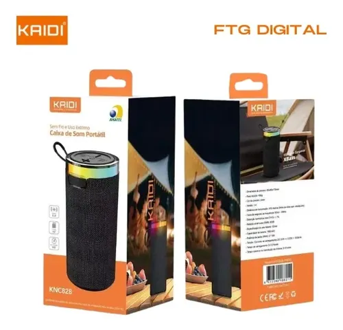 KNC828 Caixa de Som Portátil Bluetooth com Alta Qualidade de Áudio e Bateria de Longa Duração