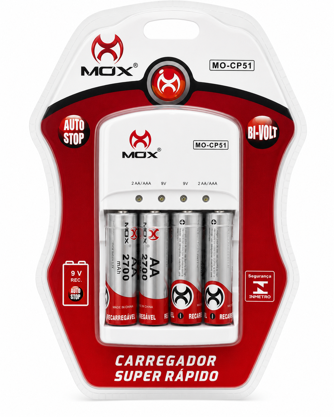 MOX MO-CP51 - Carregador de Pilhas