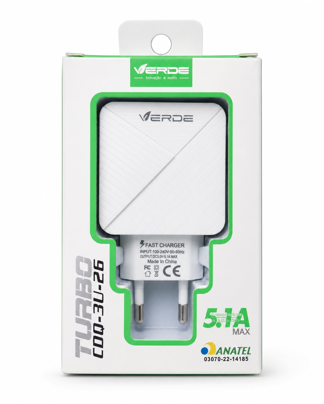 Verde CDQ-3U-26 - Carregador Turbo USB