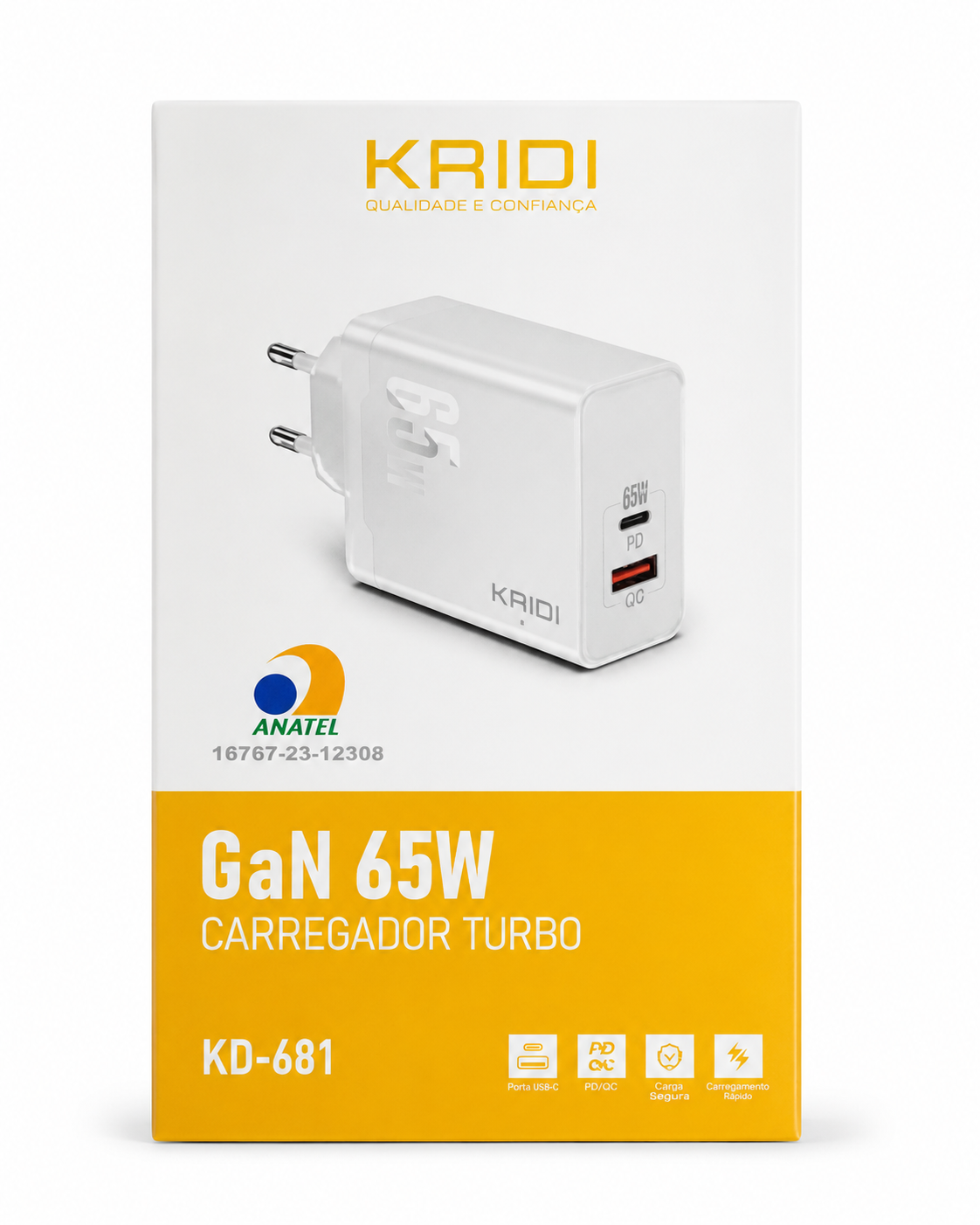 Kaidi KD-681 - Carregador Turbo GaN 65W