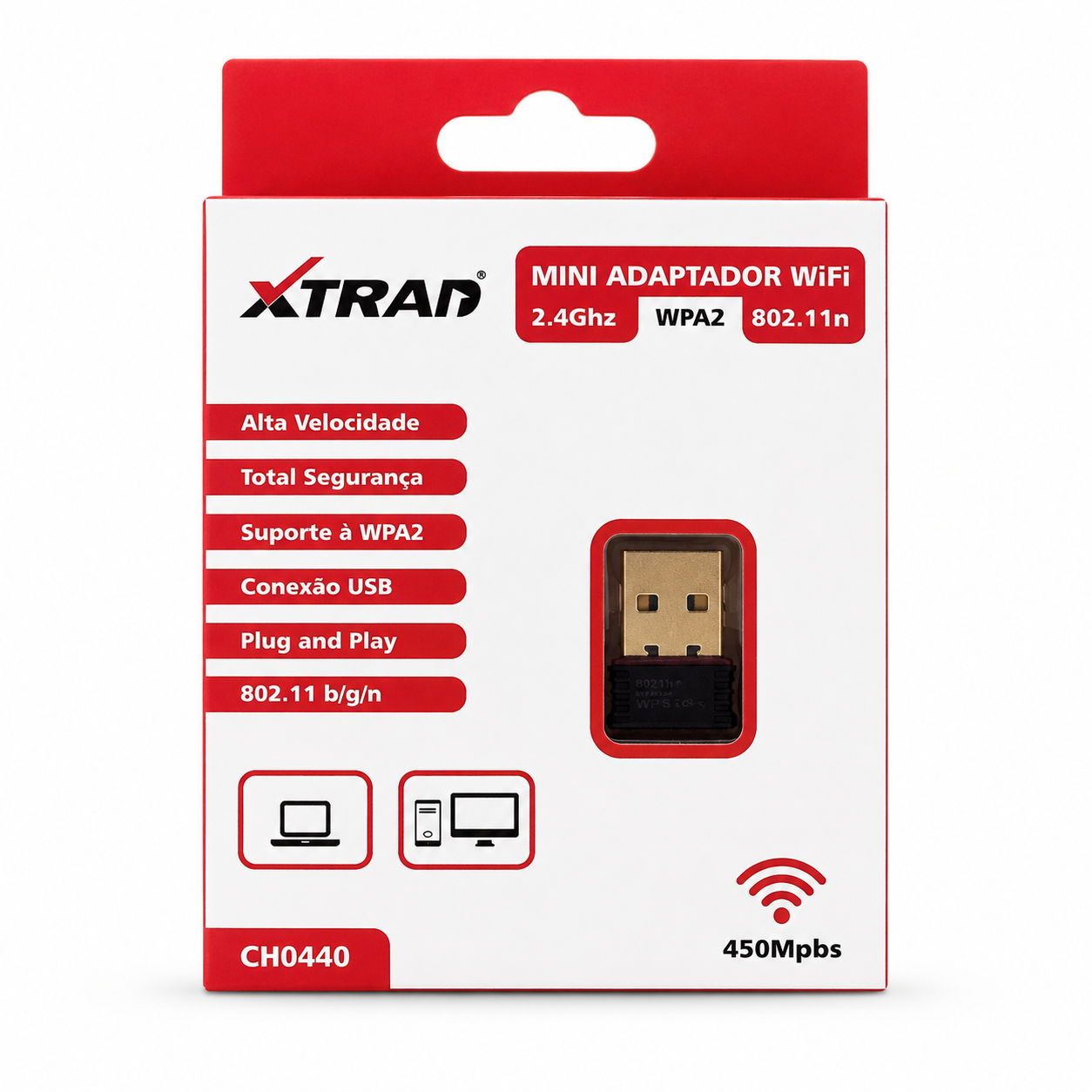 CH0440 - Mini Adaptador Wi-Fi