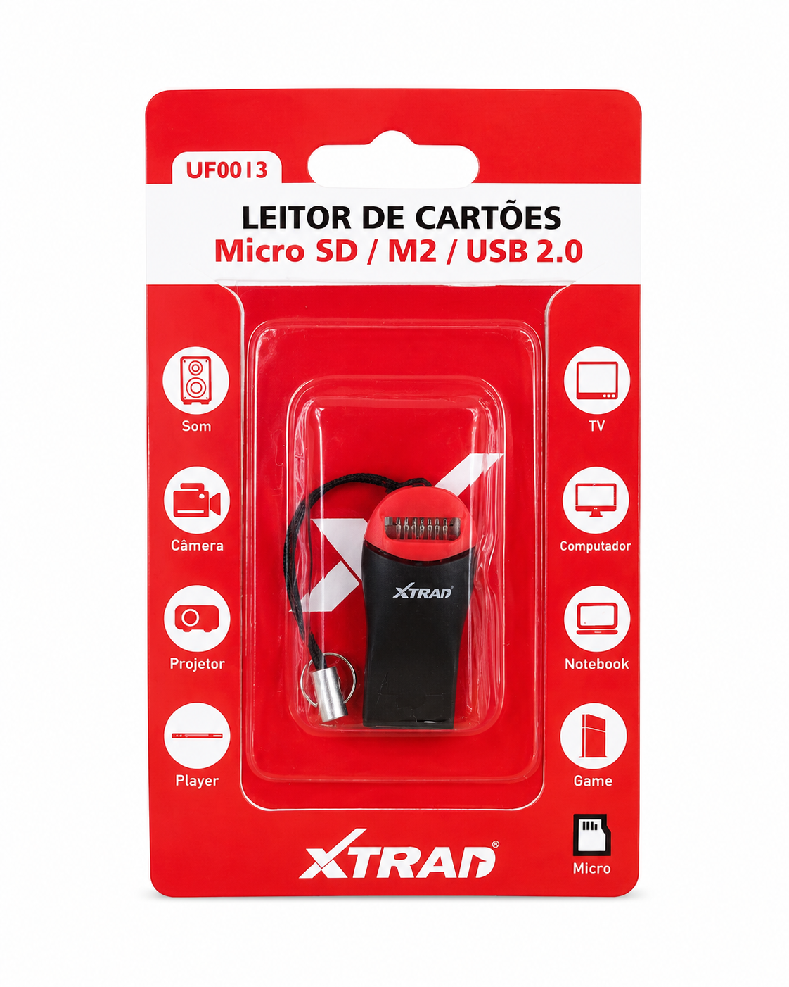 Xtrax UF0013 - Leitor de Cartão Micro SD/M2/USB 2.0