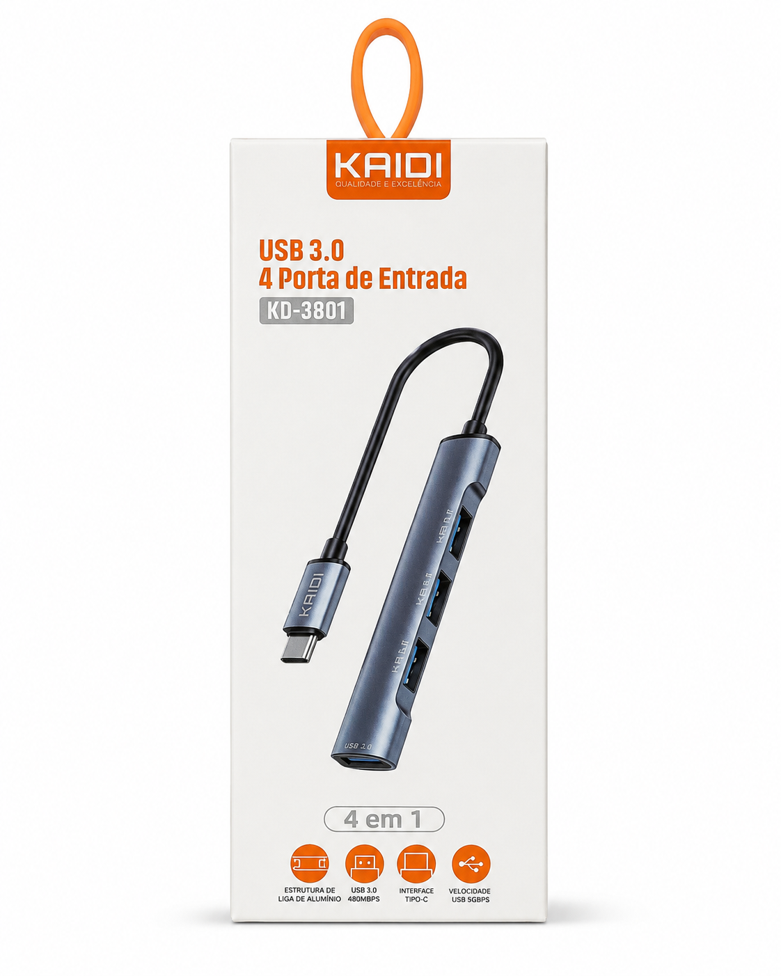 Kaidi KD-3801 - Hub USB 4 Portas