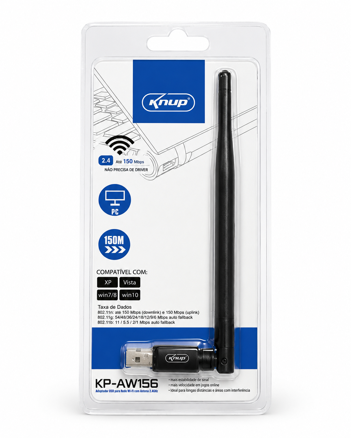 Knup KP-AW156 - Adaptador Wi-Fi