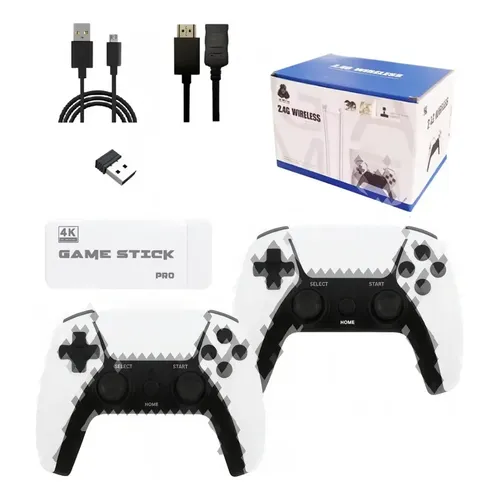 M15-PLUS Game Stick 4K HDMI com 2 Controles Sem Fio Console Retrô