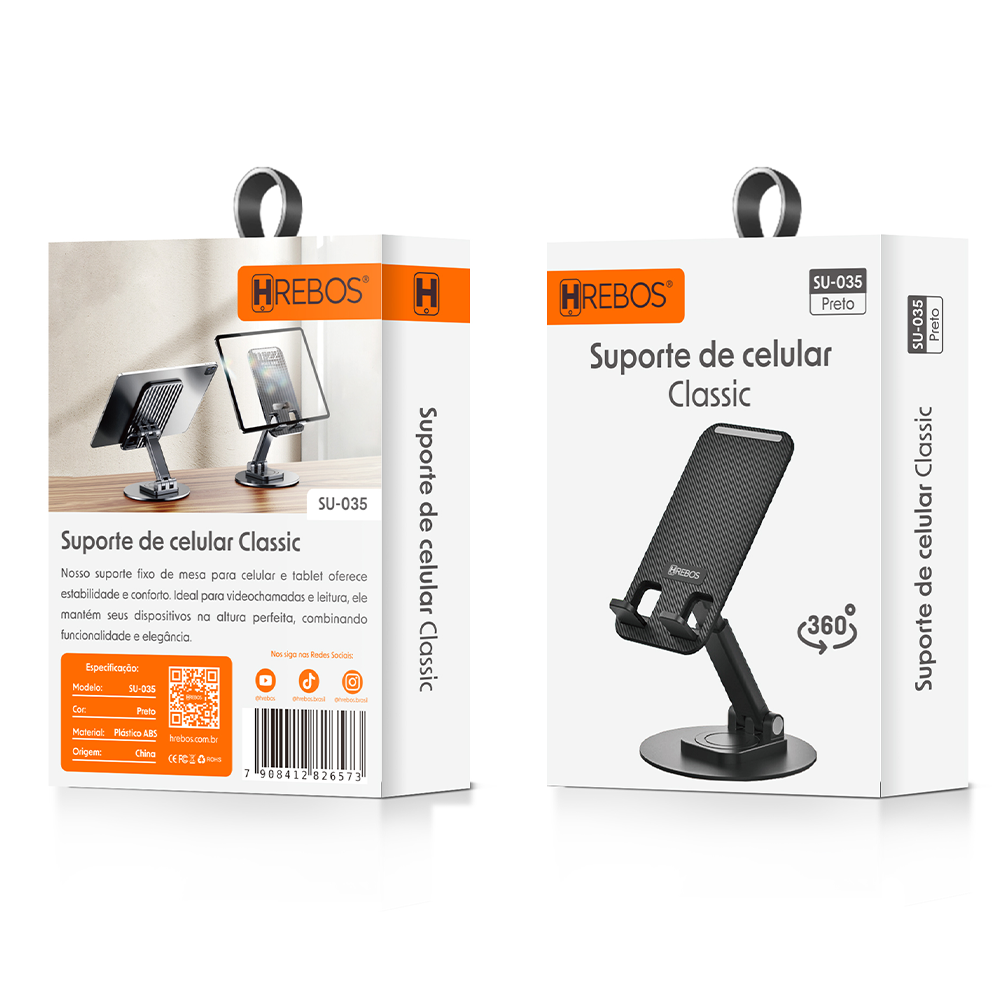 HS-354 Suporte de Celular Classic para Mesa e Escritório - Universal e Ajustável