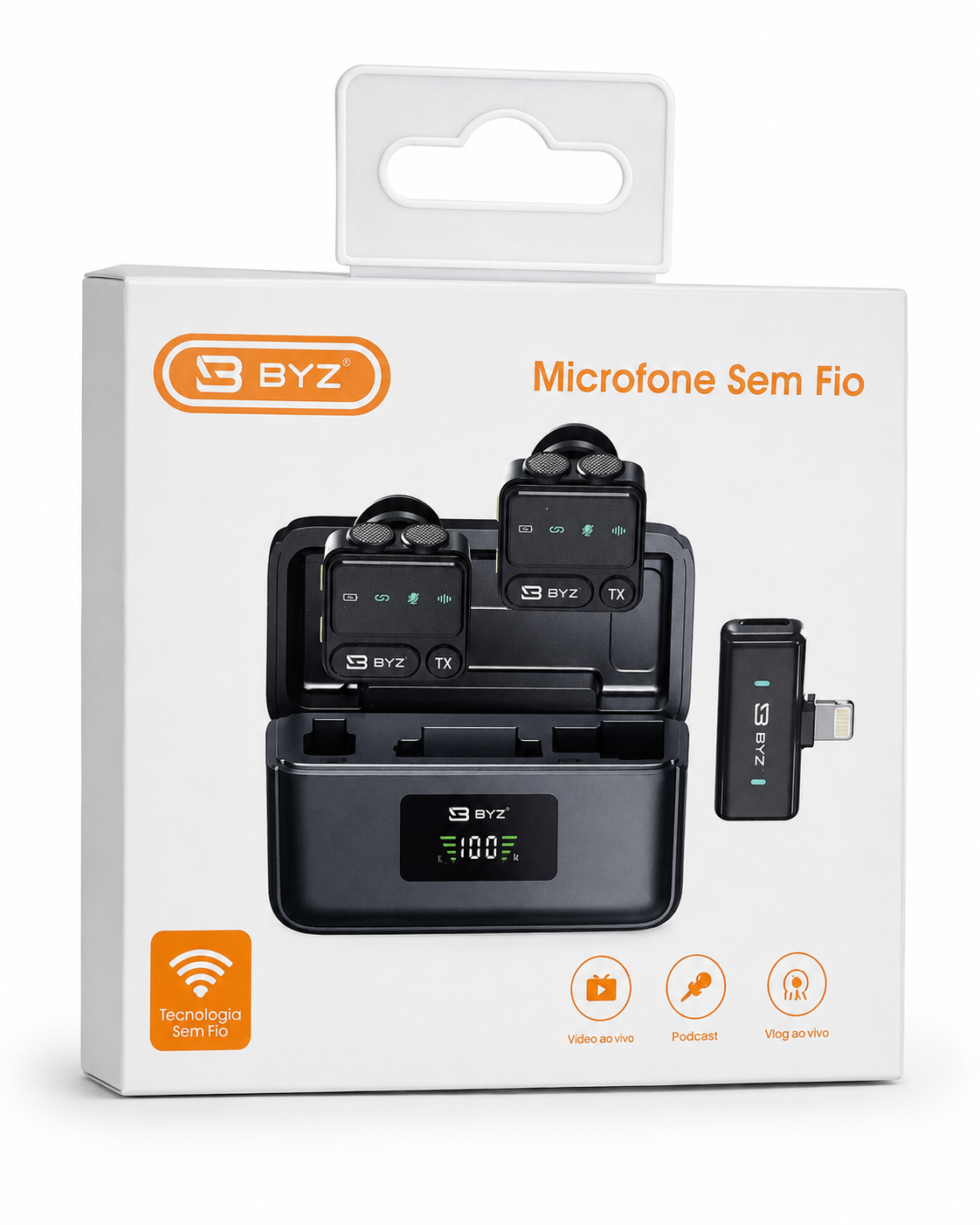 BYZ - Microfone de Lapela Sem Fio Duplo
