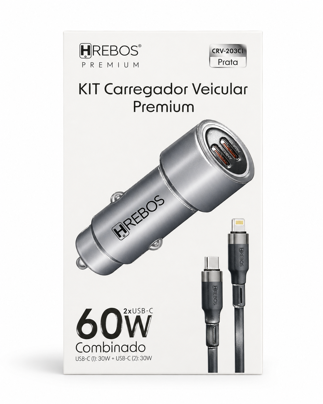 Hrebos CRV-203C1 - Kit Carregador Veicular 60W