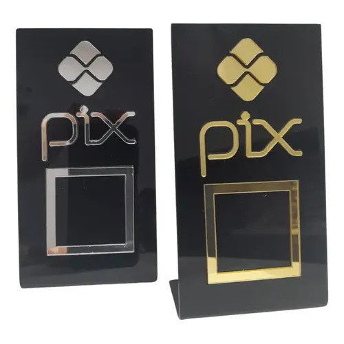 Placa Pix Preta para Pagamento Rápido com QR Code