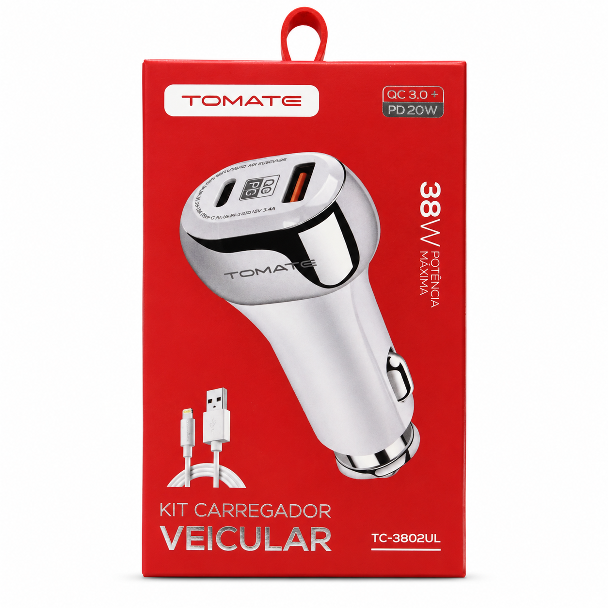 Tomate TC-3802L - Kit Carregador Veicular 38W
