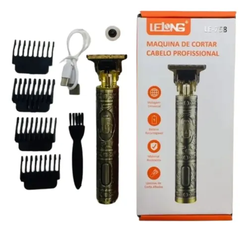 LE758 Máquina de Cortar Cabelo Profissional Sem Fio Recarregável para Cabelo e Barba