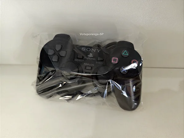 PS2-0114 Controle Joystick PS2 Preto Paralelo Compatível com PlayStation 2