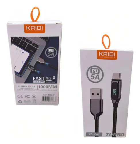 Kaidi KD-100C - Cabo USB para Tipo-C 1m