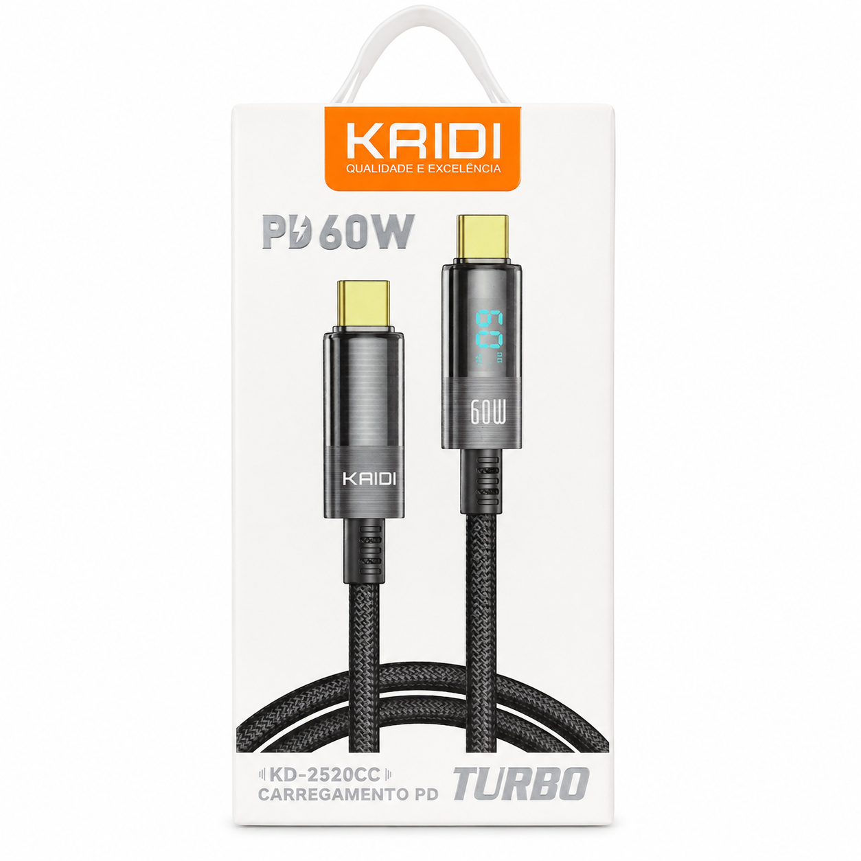 Kaidi KD-2520CC - Cabo Tipo-C para Tipo-C 60W 1m