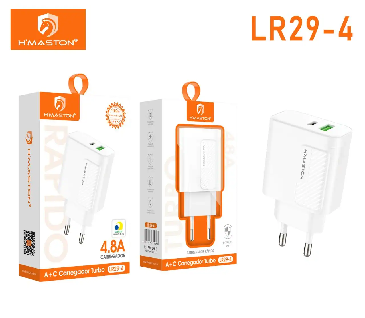 H'Maston LR29-4 - Carregador de Parede USB-A e Tipo-C 20W
