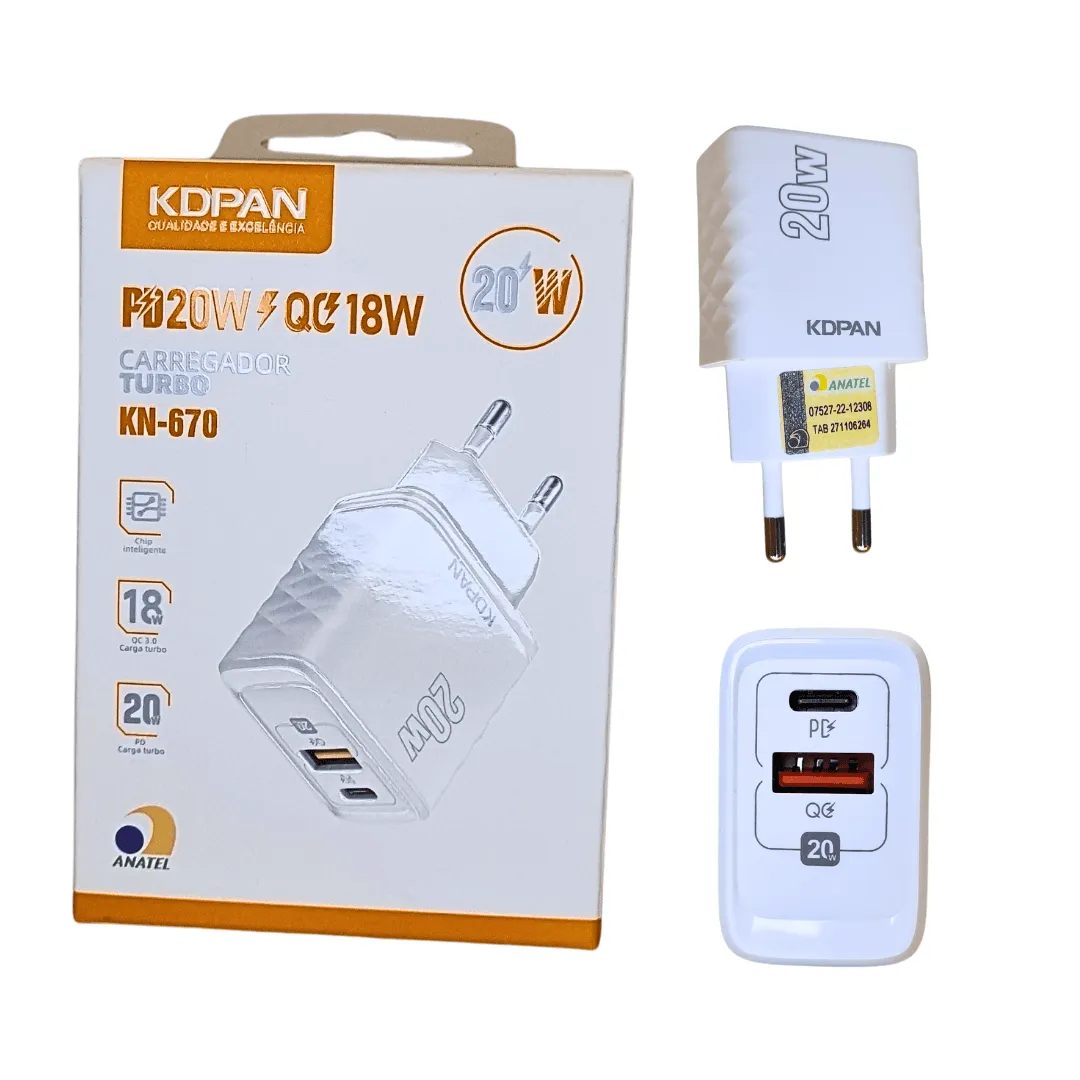 KDPAN KN-670 - Carregador de Parede USB 18W
