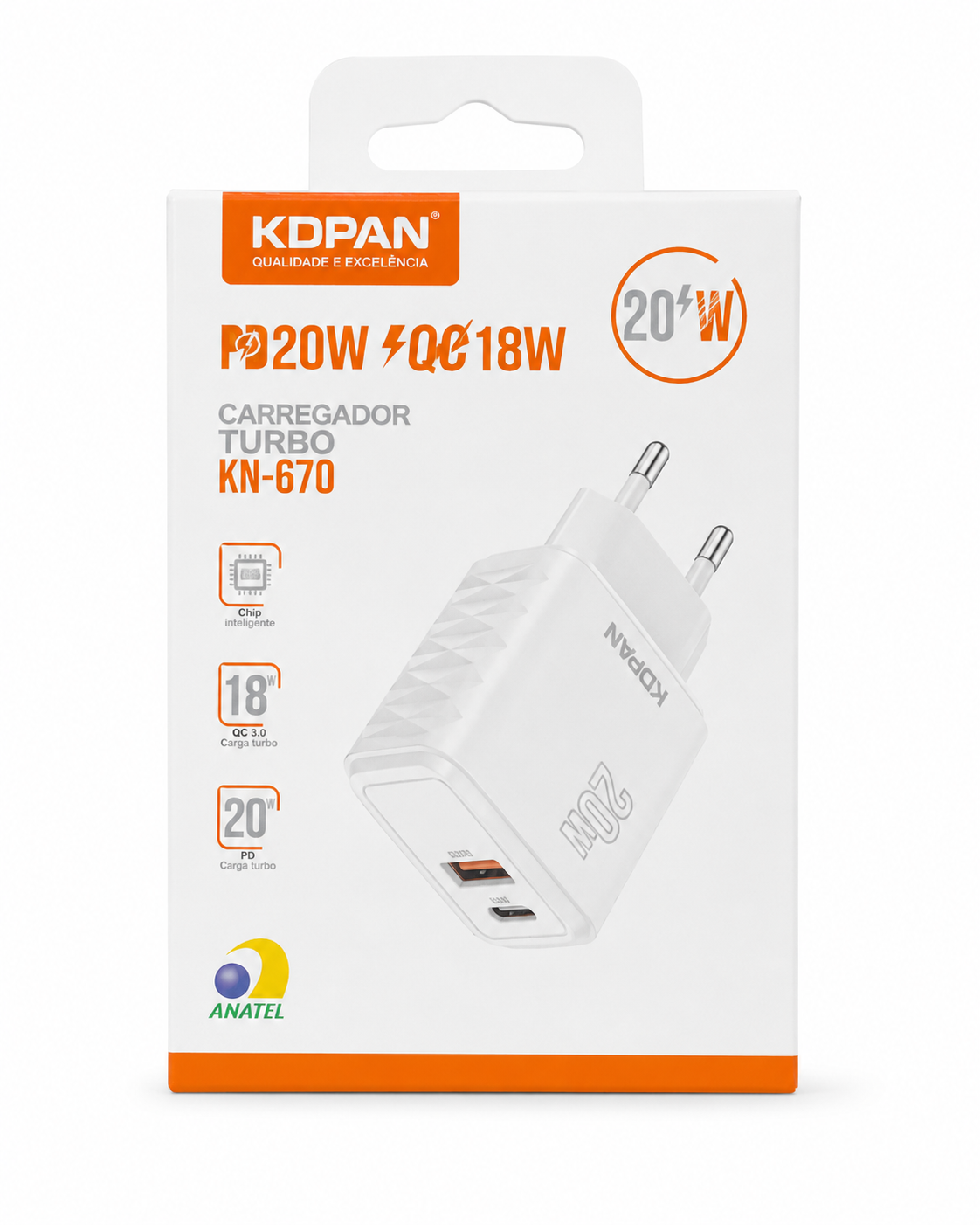 KDPAN KN-670 - Carregador de Parede USB 18W