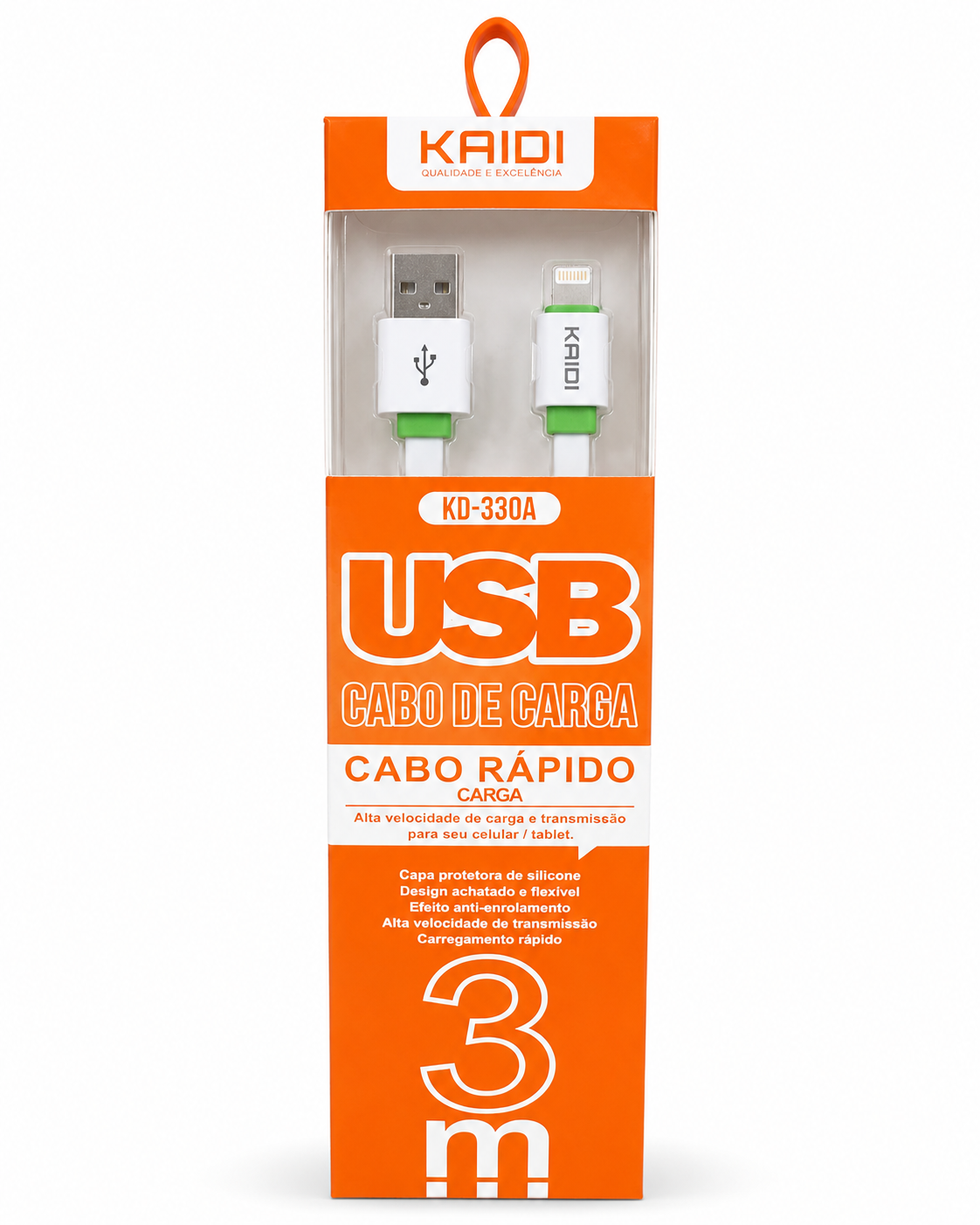 Kaidi KD-330A - Cabo USB para Micro USB 3m
