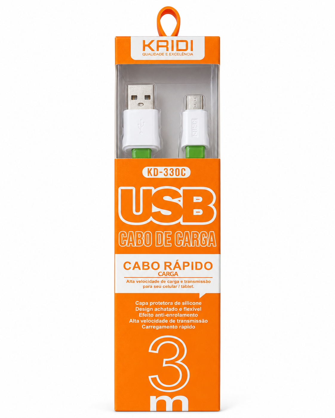 Kaidi KD-330C - Cabo USB para Tipo-C 3m
