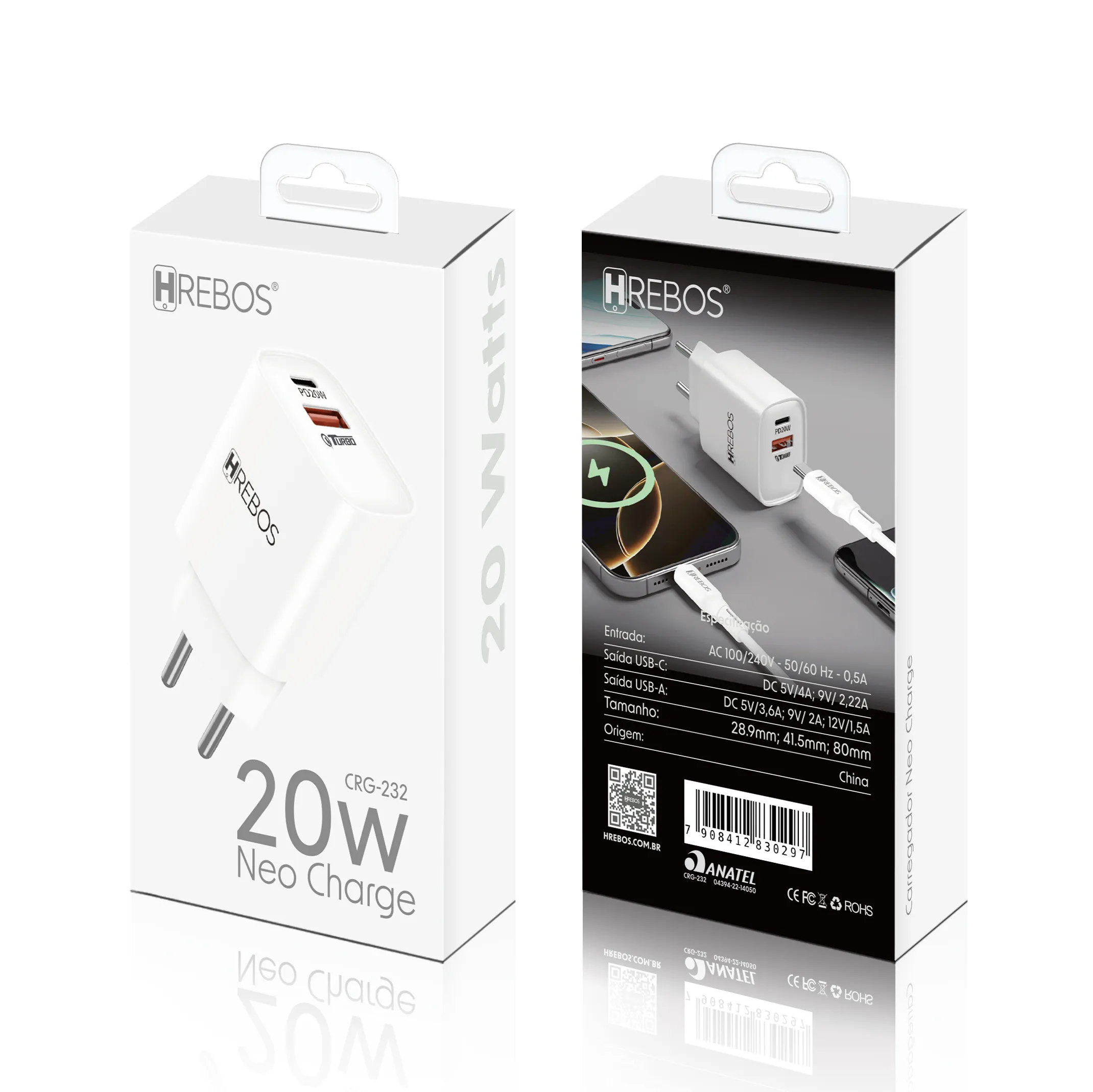 CRG-232C HREBOS - Carregador 20W