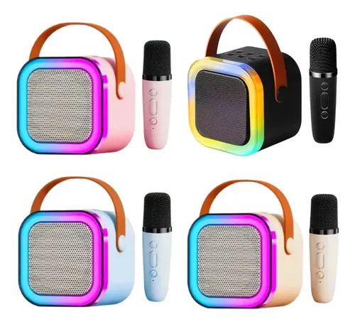Karaoke K12 Profissional com Microfone Sem Fio e Efeitos de Voz - Sistema de Som Portátil para Festas