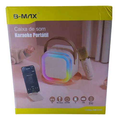 BM-5103 Karaokê Mini Caixa de Som Bluetooth B-max 5W com Microfone Portátil