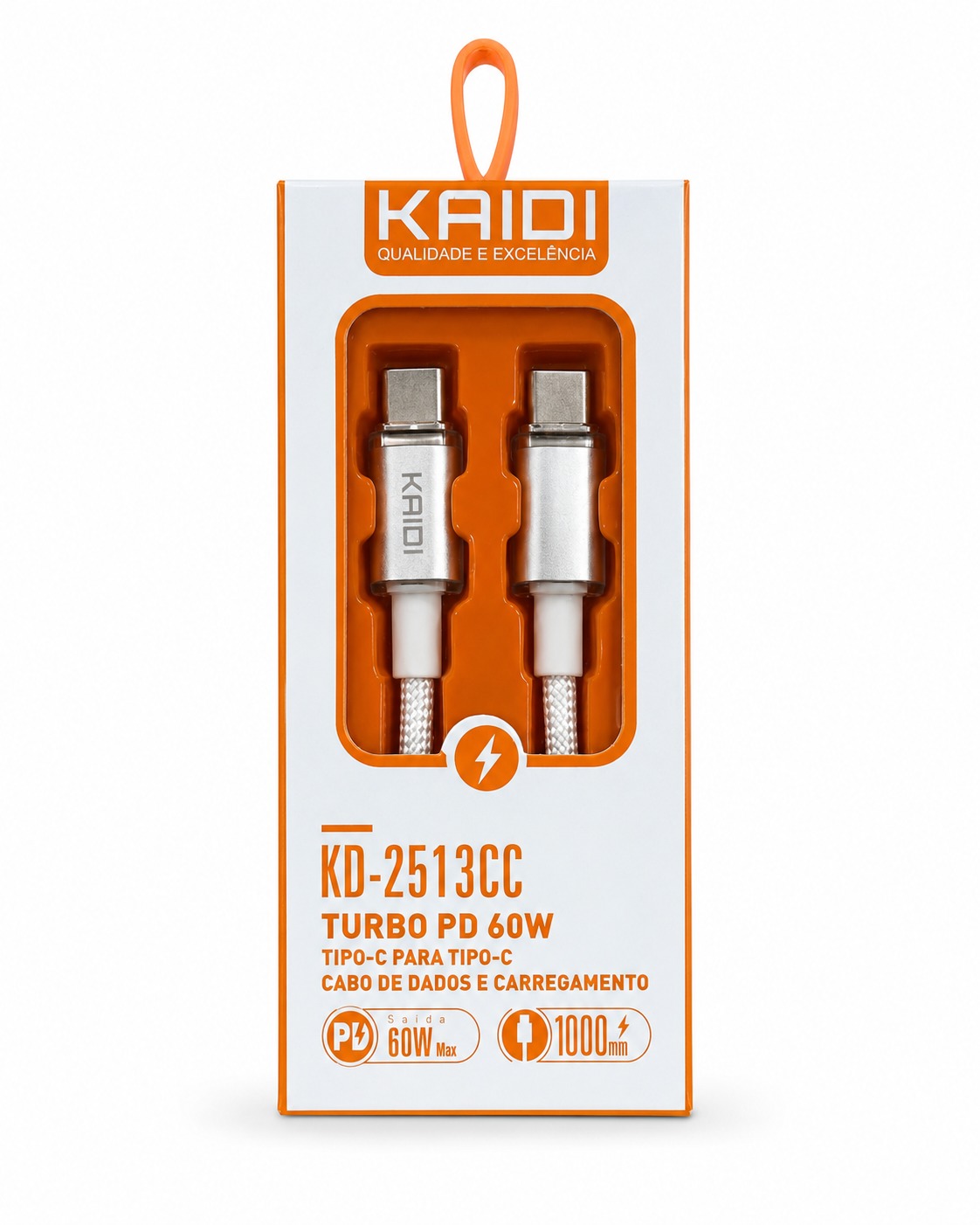 Kaidi KD-2513CC - Cabo Tipo-C para Tipo-C Turbo PD 60W