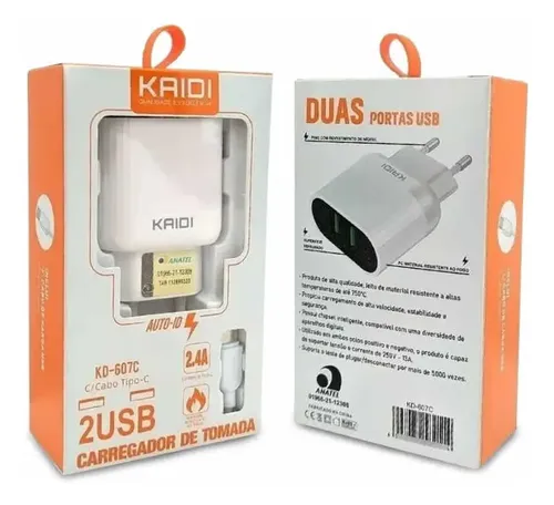 Kaidi KD-607C - Cabo Tipo-C para Tipo-C 60W 1m